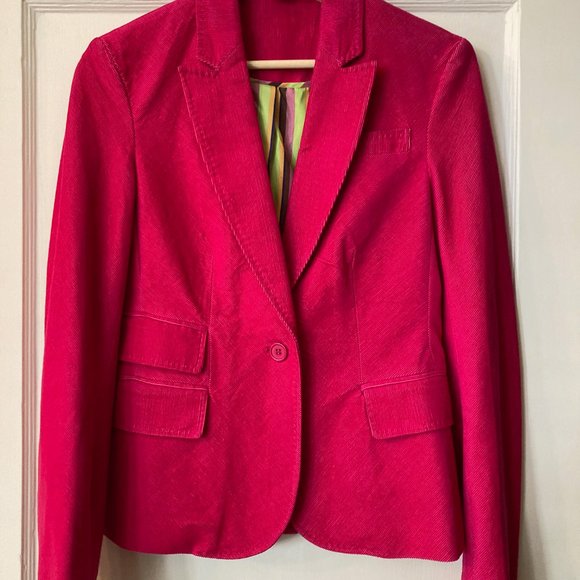 Hot Pink Neon Corduroy Jacket Blazer - Picture 5 of 6